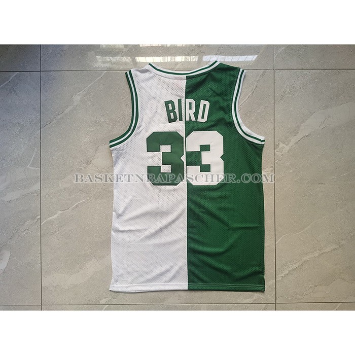 Maillot Boston Celtics Larry Bird NO 33 Mitchell & Ness 1985-86 Split Blanc Vert
